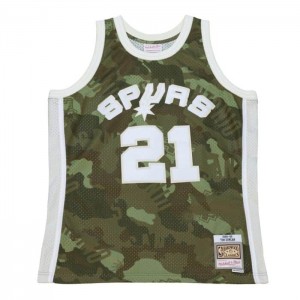 NBA Swingman Mitchell & Ness Ghost Green Camo Tim Duncan San Antonio Spurs 1998-99 Jersey Hombre | 7946WXLCR