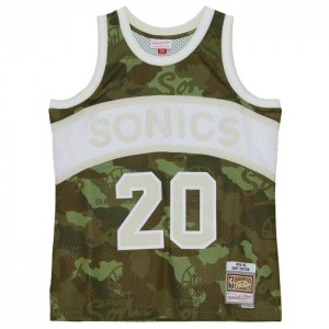NBA Swingman Mitchell & Ness Ghost Green Camo Gary Payton Seattle Supersonics 1984-85 Jersey Hombre | 7420UROIL