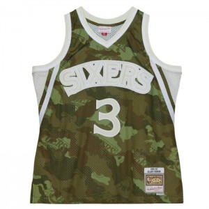 NBA Swingman Mitchell & Ness Ghost Green Camo Allen Iverson Philadelphia 76ers 1996-97 Jersey Hombre | 0493PVDZE
