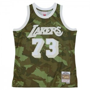 NBA Swingman Mitchell & Ness Ghost Green Camo Dennis Rodman Los Angeles Lakers 1998-99 Jersey Hombre | 4913HDRGT