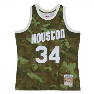 NBA Swingman Mitchell & Ness Ghost Green Camo Hakeem Olajuwon Houston Rockets 1993-94 Jersey Hombre | 7983YXVFZ