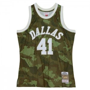 NBA Swingman Mitchell & Ness Ghost Green Camo Dirk Nowitzki Dallas Mavericks 1998-99 Jersey Hombre | 2975EIHXU