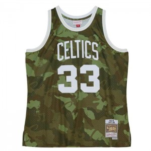 NBA Swingman Mitchell & Ness Ghost Green Camo Larry Bird Boston Celtics 1985-86 Jersey Hombre | 7536ADQGC