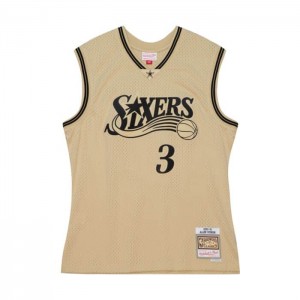 NBA Swingman Mitchell & Ness Khaki Black Allen Iverson Philadelphia 76ers 2000-01 Jersey Hombre | 5718HKSMO