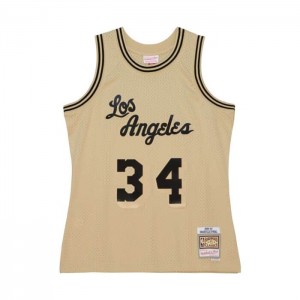 NBA Swingman Mitchell & Ness Khaki Black Shaquille O'Neal Los Angeles Lakers 1996-97 Jersey Hombre | 1257RWTUV