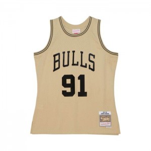 NBA Swingman Mitchell & Ness Khaki Black Dennis Rodman Chicago Bulls 1997-98 Jersey Hombre | 4231FHAWI