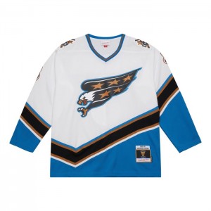 NHL Blue Line Mitchell & Ness Alexander Ovechkin Washington Capitals White 2005 Jersey Hombre | 2948PIHDG