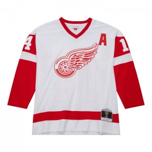 NHL Blue Line Mitchell & Ness Brendan Shanahan Detroit Red Wings White 2001 Jersey Hombre | 4905FRJDT