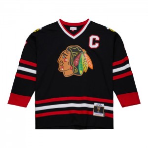 NHL Blue Line Mitchell & Ness Chris Chelios Chicago Blackhawks Dark Alternate 1997 Jersey Hombre | 4215ILDYK