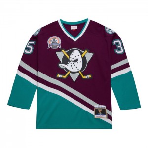 NHL Blue Line Mitchell & Ness J-S Giguere Anaheim Ducks Dark 2002 Jersey Hombre | 0731OBLYA