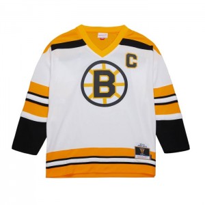 NHL Blue Line Mitchell & Ness Johnny Bucyk Boston Bruins White 1973 Jersey Hombre | 8926CPMWA