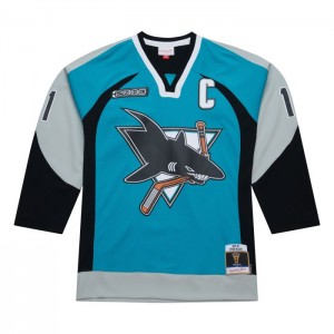 NHL Blue Line Mitchell & Ness Owen Nolan San Jose Sharks Dark 1999 Jersey Hombre | 7062RNBOZ