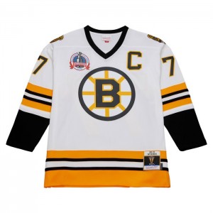 NHL Blue Line Mitchell & Ness Ray Bourque Boston Bruins White 1989 Jersey Hombre | 5139INQJR