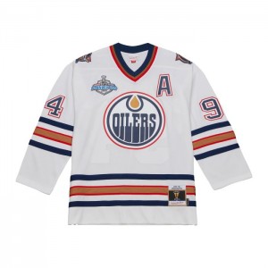 NHL Blue Line Mitchell & Ness Ryan Smyth Edmonton Oilers White 2005 Jersey Hombre | 4928DKNWB