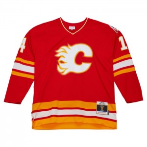 NHL Blue Line Mitchell & Ness Theo Fleury Calgary Flames Dark 1988 Jersey Hombre | 1597IUOTG