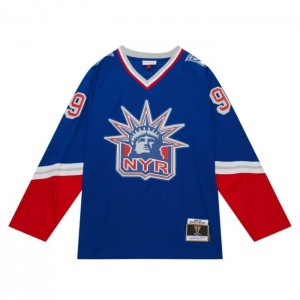 NHL Blue Line Mitchell & Ness Wayne Gretzky New York Rangers 1996 Jersey Hombre | 7913AYFSZ