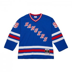 NHL Blue Line Mitchell & Ness Wayne Gretzky New York Rangers Dark 1996 Jersey Hombre | 0924QVDTF
