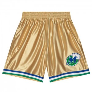 Short Mitchell & Ness 75th Anniversary Gold Dallas Mavericks 1998-99 Hombre | 8267WPOBU