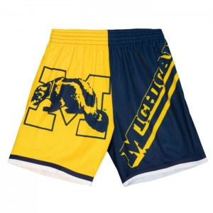 Short Mitchell & Ness Big Face Moda 5.0 University Of Michigan Hombre | 7960KJDLP