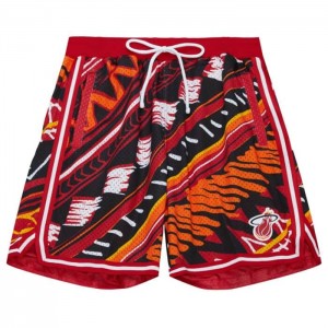 Short Mitchell & Ness Game Day Pattern Miami Heat Hombre | 6387KXNGQ