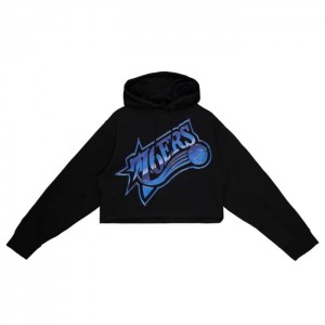 Sudadera con Capucha Mitchell & Ness Big Face 4.0 Crop Philadelphia 76ers Mujer | 8405ILYEZ