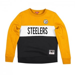 Sudadera con Capucha Mitchell & Ness Color Block Crew 2.0 Pittsburgh Steelers Mujer | 4956VGPWX