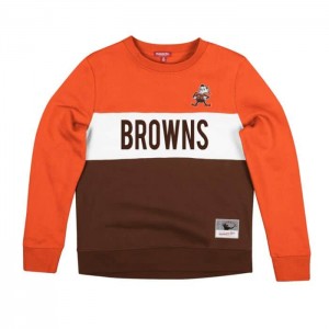 Sudadera con Capucha Mitchell & Ness Color Block Crew 2.0 Cleveland Browns Mujer | 8531MXLEJ