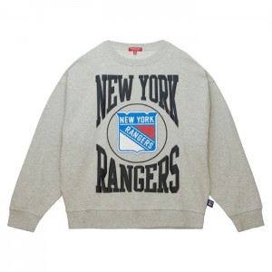 Sudadera con Capucha Mitchell & Ness Logo LT Crew 3.0 New York Rangers Mujer | 2167BEATO