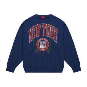 Sudadera con Capucha Mitchell & Ness Logo Lt Crew 2.0 New York Rangers Mujer | 0194SZBRW
