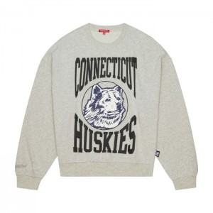 Sudaderas Mitchell & Ness Logo Ligeros Crew 3.0 University of Connecticut Mujer | 9710LZOXU