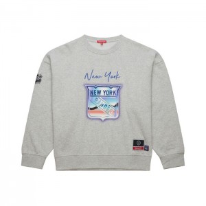 Sudaderas Mitchell & Ness Stateside Pastel Logo Ligeros Crew New York Rangers Mujer | 1534JSYER