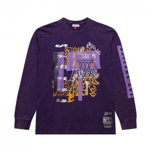 Tops Mitchell & Ness 90s Reflective Lofi LS Tee Los Angeles Lakers Hombre | 9173NUVTZ