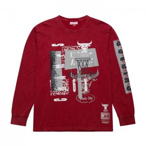 Tops Mitchell & Ness 90s Reflective Lofi LS Tee Chicago Bulls Hombre | 0643MJYBP