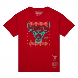 Tops Mitchell & Ness 90s Reflective Static SS Premium Tee Chicago Bulls Hombre | 4275OFUXM