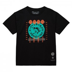 Tops Mitchell & Ness 90s Reflective Static SS Premium Tee Pittsburgh Penguins Hombre | 9106WYNDF