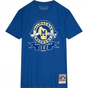 Tops Mitchell & Ness A.L. Champs Tee Milwaukee Brewers Hombre | 1976WZGMX