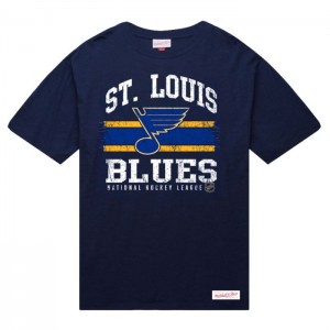 Tops Mitchell & Ness A Rayas Logo Lockup Slub SS Tee St. Louis Blues Hombre | 3029BQMRW