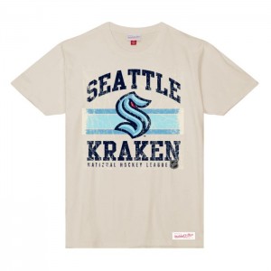 Tops Mitchell & Ness A Rayas Logo Lockup Slub SS Tee Seattle Kraken Hombre | 5069MIDXP