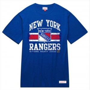 Tops Mitchell & Ness A Rayas Logo Lockup Slub SS Tee New York Rangers Hombre | 6798NFXTK