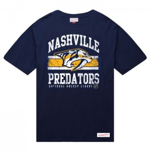 Tops Mitchell & Ness A Rayas Logo Lockup Slub SS Tee Nashville Predators Hombre | 9871OUBFA