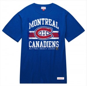 Tops Mitchell & Ness A Rayas Logo Lockup Slub SS Tee Montreal Canadiens Hombre | 8651BRDGM