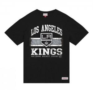 Tops Mitchell & Ness A Rayas Logo Lockup Slub SS Tee Los Angeles Kings Hombre | 1394EKMIO
