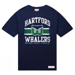Tops Mitchell & Ness A Rayas Logo Lockup Slub SS Tee Hartford Whalers Hombre | 2174XZVPI