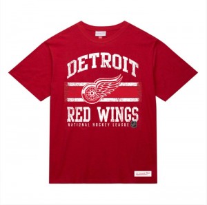 Tops Mitchell & Ness A Rayas Logo Lockup Slub SS Tee Detroit Red Wings Hombre | 7530RWEDX