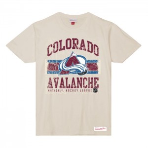 Tops Mitchell & Ness A Rayas Logo Lockup Slub SS Tee Colorado Avalanche Hombre | 2465QCMAR
