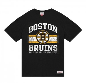 Tops Mitchell & Ness A Rayas Logo Lockup Slub SS Tee Boston Bruins Hombre | 5368DPVRE