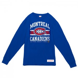 Tops Mitchell & Ness A Rayas Logo Lockup Slub LS Tee Montreal Canadiens Hombre | 8541QFKVJ