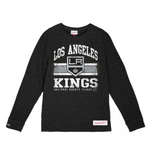 Tops Mitchell & Ness A Rayas Logo Lockup Slub LS Tee Los Angeles Kings Hombre | 7205INUZD