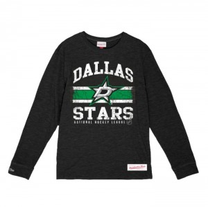 Tops Mitchell & Ness A Rayas Logo Lockup Slub LS Tee Dallas Stars Hombre | 8139AORNS