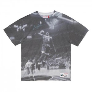 Tops Mitchell & Ness Above The Rim Sublimated SS Tee Charlotte Hornets Larry Johnson Hombre | 2804VDUKT
